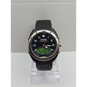 Sharp Analog Digital Quartz Sport Watch 5 ATM Black Rubber Band New Battery Mens